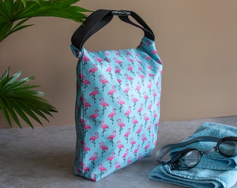 Sac étanche pour maillot de bain – Aqua à motif flamant rose – Sac pour bikini, sac imperméable, sac de piscine