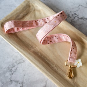 Schlüsselband Konfetti rosa/gold, Lanyard Schüsselanhänger elegant edel