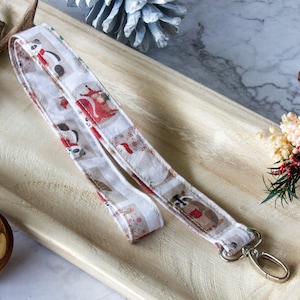 Schlüsselband Winter Waschbär Einhörnchen Mütze Schal Weihnachten, Lanyard