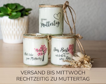Muttertag Kerze im Glas Geschenk, optional Trockenblumenstrauß