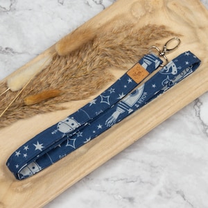Schlüsselband Weltall blau zum Umhängen, Lanyard
