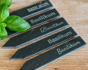 Marcador de hierbas de pizarra, marcador de plantas, marcador de tomates, marcador de parterres de hierbas, marcador de jardín, marcadores de parterres: personalizable individualmente