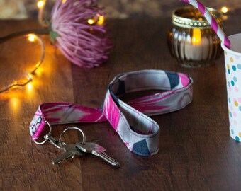 Schlüsselband, Lanyard floral weich pink sommerlich | Geschenk