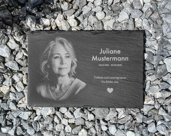 Lápida conmemorativa personalizada con foto | Decoración de tumba de pizarra de 30 x 20 cm | Recuerdo del difunto