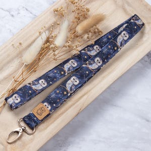 Schlüsselband Eule Sterne blau Kinder, Lanyard