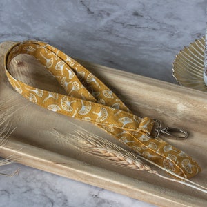 Schlüsselband Ginkgo gelb, zum Umhängen, Lanyard