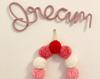 dream knitted Wire Words, Wire Name Sign,Nursery Sign,Kids Room Wall Hanging,Custom Baby Name Sign, Scandi Kid, Baby Gift, Playroom