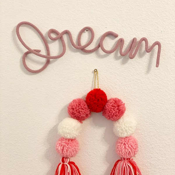 dream knitted Wire Words, Wire Name Sign,Nursery Sign,Kids Room Wall Hanging,Custom Baby Name Sign, Scandi Kid, Baby Gift, Playroom