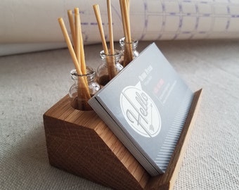 Oak Wood Diffuser Business Card Holder, Wooden Business Card Holder Oil Diffuser, Business Card Holder, Reed Diffuser