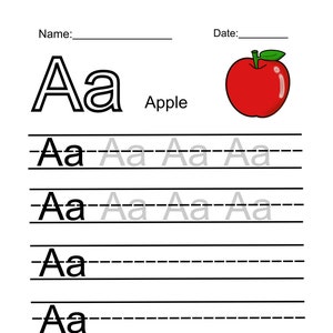 26 planilhas de rastreamento de letras do alfabeto para impressão, download instantâneo em PDF
