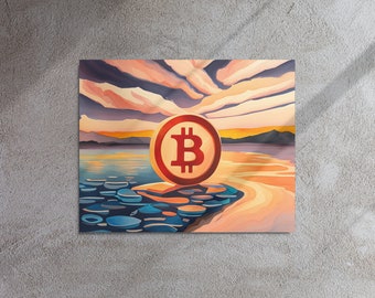 Bitcoin (BTC) Metal Aluminium Print | Printed Crypto Wall Art | Icy Sunset