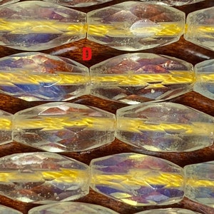 Pequeñas cuentas de arroz facetadas, (A)Ojo de tigre marrón,5x9mm. (B) Opalita, 5x9 mm; (C) Ojo de tigre negro, 5x9 mm, (D) Cuarzo citrino, 6x11 mm.