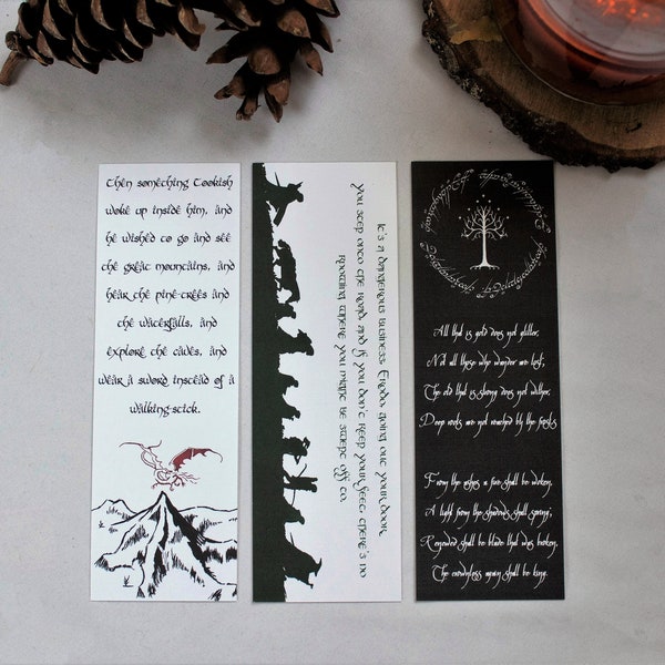 Lord of the Rings and The Hobbit bookmarks, J.R.R. Tolkien bookmarks, literary bookmarks