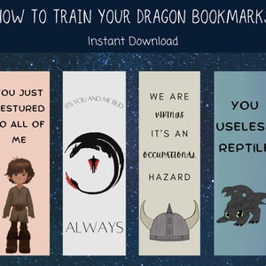 HTTYD Quote Bookmarks: Toothless & Hiccup Designs (Instant Download)