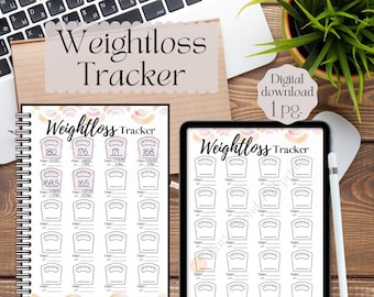 Weightloss tracker printable | A4, A5, Classic Happy planner | weightloss journey| planner insert | Digital | Neutral Aesthetic
