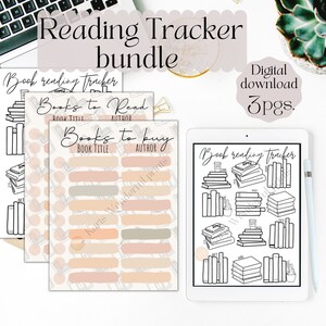 Paquete de seguimiento de lectura / Imprimible / A4, A5, Planificador feliz clásico / Lista de libros para comprar / lectura / inserción de planificador / Digital / Estética neutra
