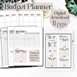 Budget planner Printable | A4, A5, Classic Happy planner, Debt tracker, Savings, Cash envelope, Sinking funds, Budget by paycheck, Aesthetic