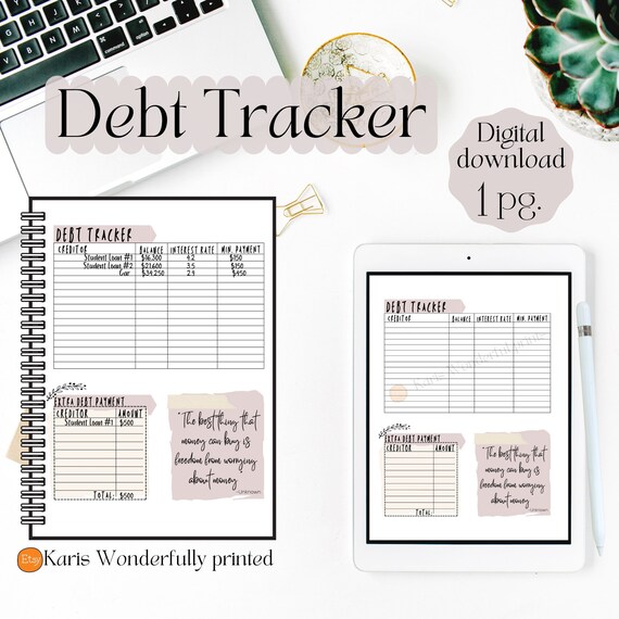 Debt Tracker Printable A4 A5 Classic Happy Planner | Etsy