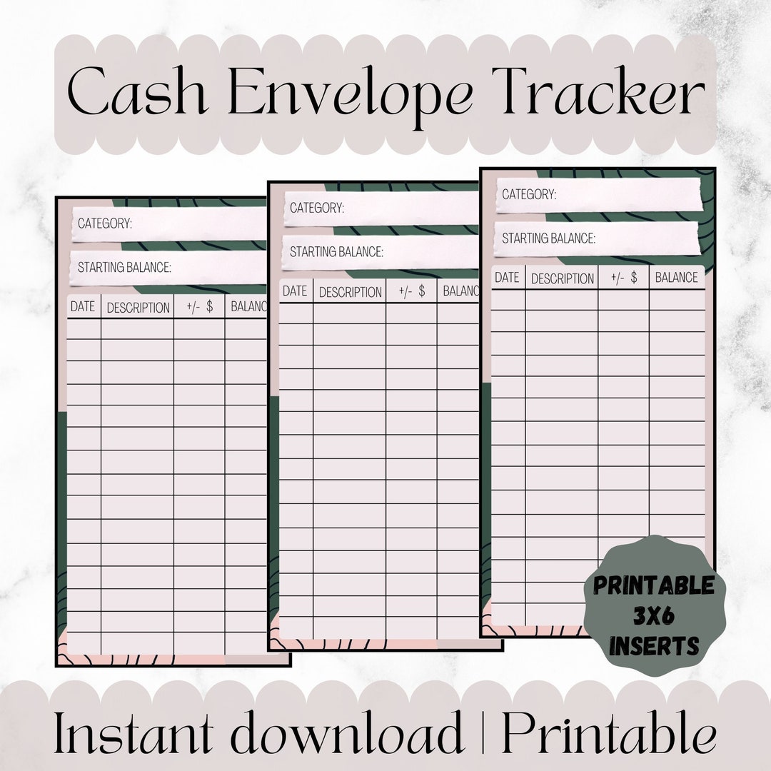 Cash Envelopes Tracker Printable Sinking Funds Inserts Etsy