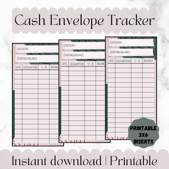 Cash Envelopes Tracker Printable Sinking Funds Inserts Etsy