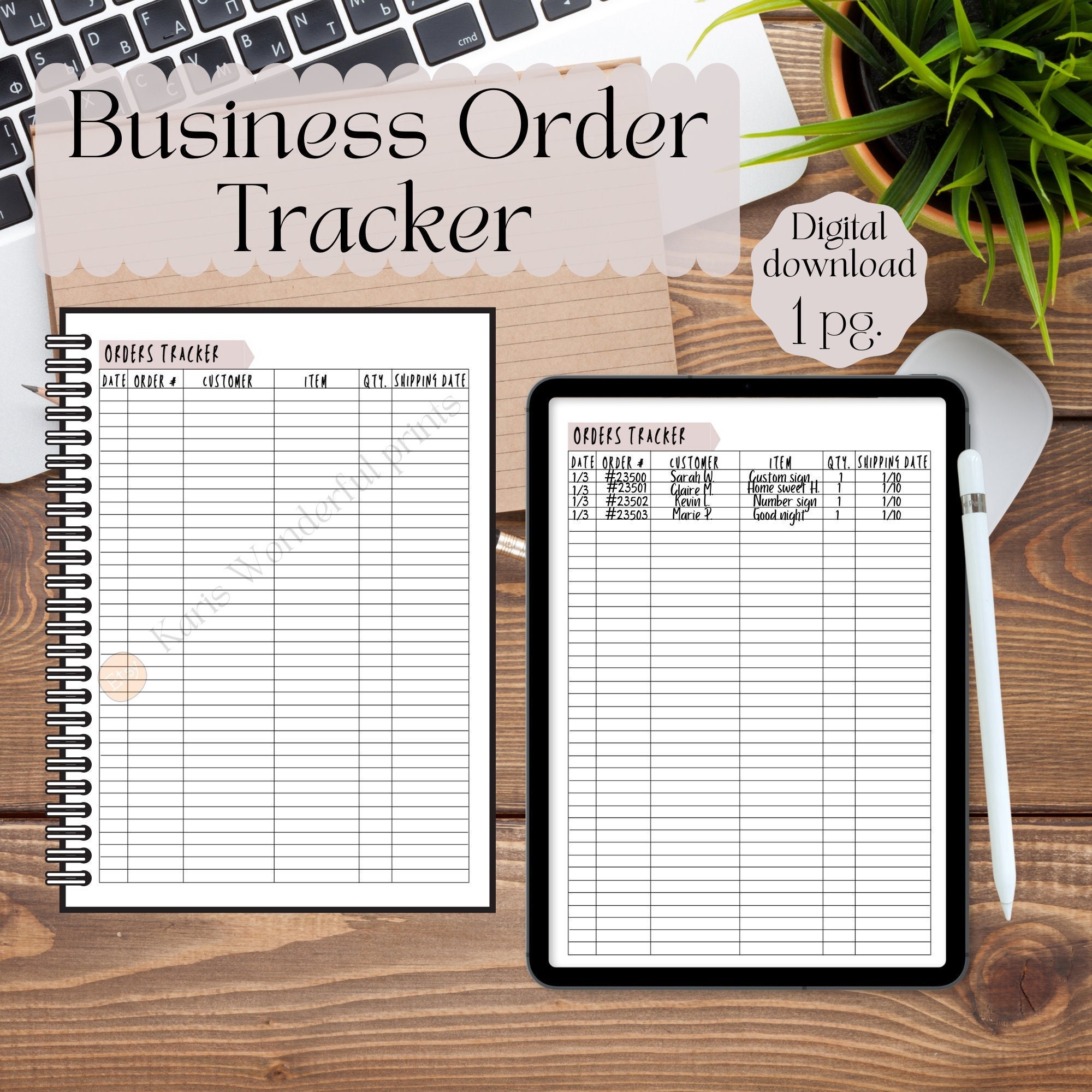 Business Order Tracker Printable | A4, A5, Classic Happy Planner