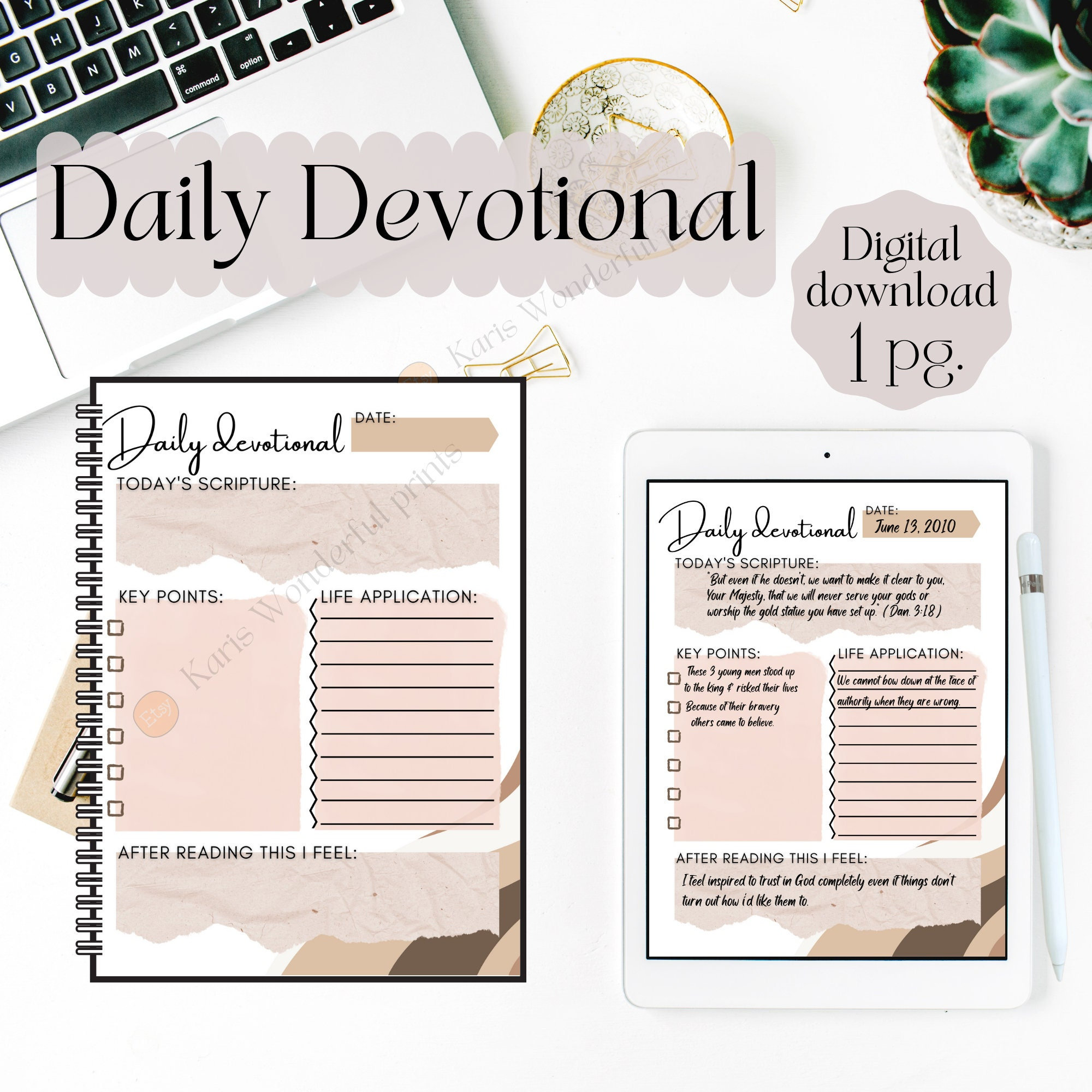 Daily Devotional Printable A4, A5, Classic Happy Planner Christian ...