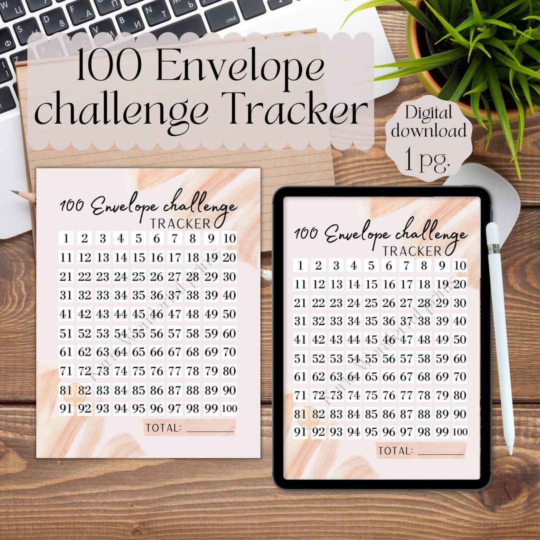 100 Envelope Challenge Tracker Printable A4, A5, Classic Happy Planner