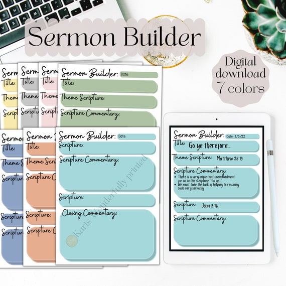 Sermon Builder Printable A4, A5, Classic Happy Planner Bible Study Bible  Planner Insert Preaching Religious Neutral Aesthetic - Etsy