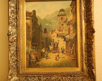 Der Besuch des Landesvaters, copy after Carl Spitzweg, painted in 1972 by the Munich artist Michael Hübner