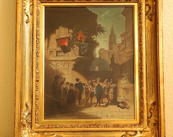 Copy after Carl Spitzweg &quot;Spanish Serenade&quot;, painted by the Munich artist Michael Hübner in 1973