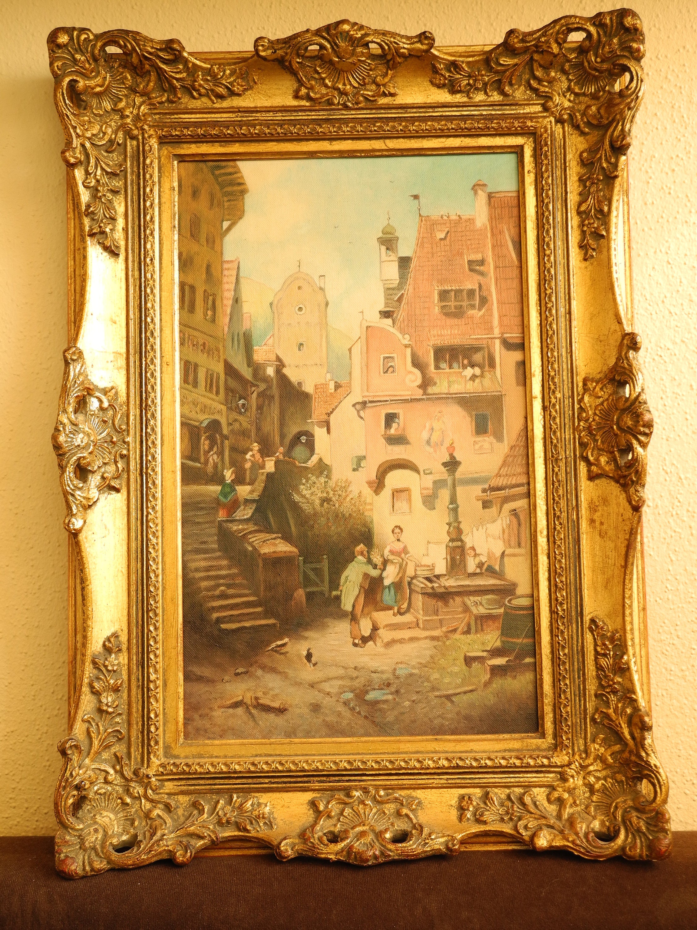 Der ewige Hochzeiter, copy after Carl Spitzweg, oil on canvas, painted in 1973 by the Munich artist Michael Hübner