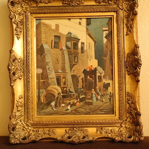 Copy after Carl Spitzweg &quot;Zollstation Zirl&quot;, painted by the Munich artist Michael Hübner in 1973