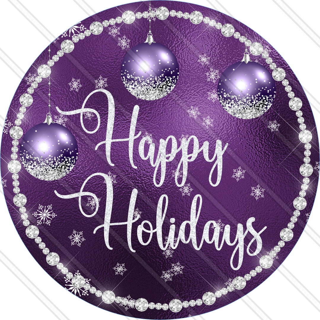 Happy Holidays Sign Purple Christmas Christmas Wreath Sign Christmas