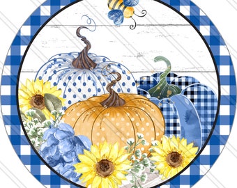 Blue Fall Sign - Blue Pumpkin Sign - Fall Sign - Autumn Sign - Fall Wreath Sign - Autumn Wreath Sign - Wreath Sign - Metal Sign