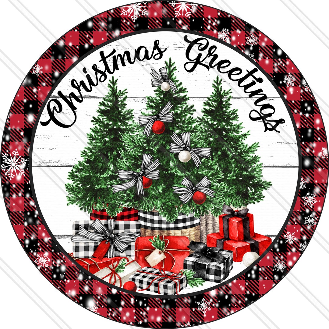 Christmas Greetings Sign Christmas Trees Christmas Presents Snowflakes ...