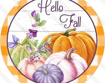 Hello Fall Sign - Fall Sign - Autumn Sign - Fall Wreath Sign - Autumn Wreath Sign - Wreath Sign - Metal Sign