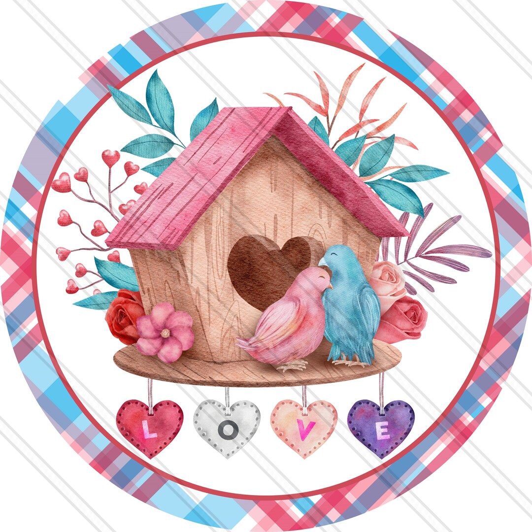 Love Sign Love Birds Sign Valentines Door Decor Valentines Sign