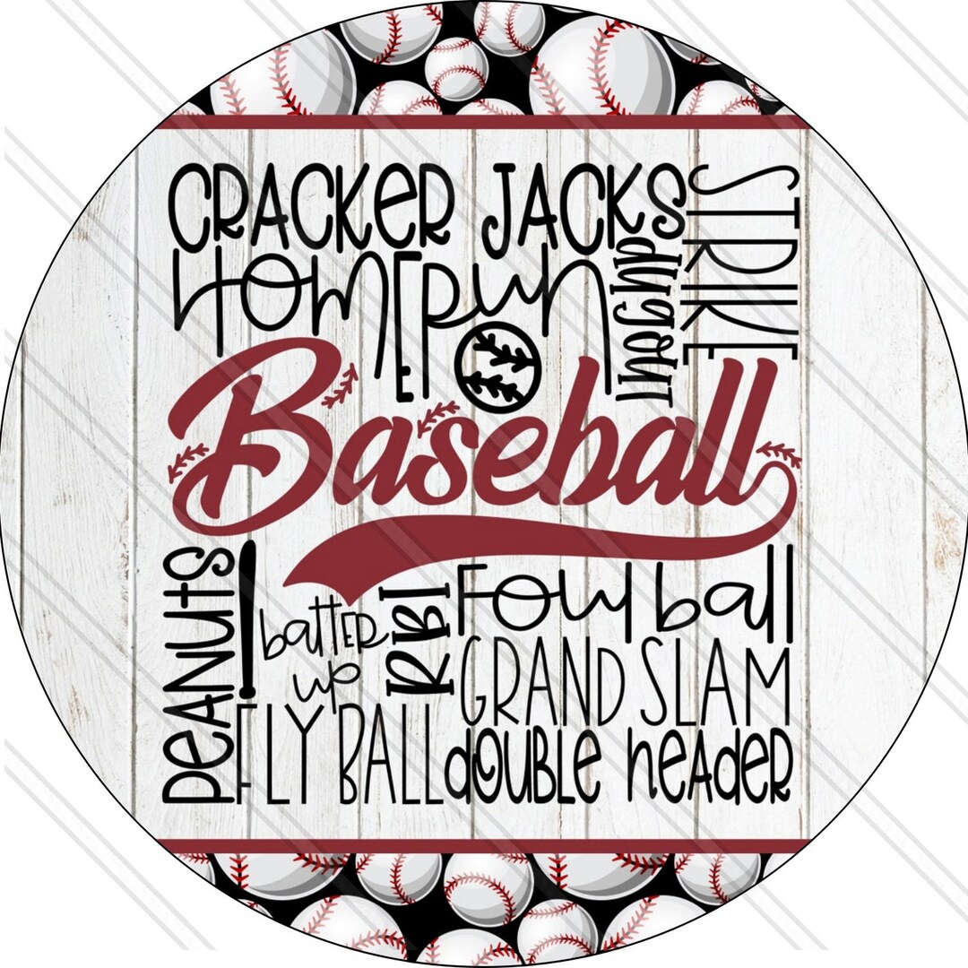 Baseball Sign Baseball Wreath Sign Sports Sign Metal Round Sign - Etsy