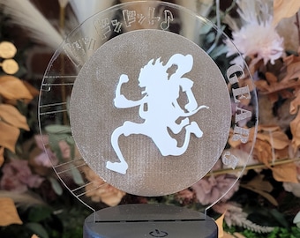 Custom Gear 5 Luffy Inspired Night Lamp Display Sign with white and transparent Acrylic