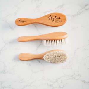 Baby Personalized Hair Brush, Floral baby hair brush, Baby Accessories, Custom Engraved Baby Brush, Baby Shower Gift, Wooden Baby Brush