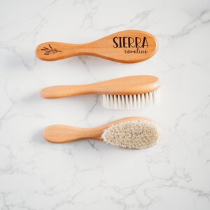 Baby Personalized Hair Brush, Floral baby hair brush, Baby Accessories, Custom Engraved Baby Brush, Baby Shower Gift, Wooden Baby Brush