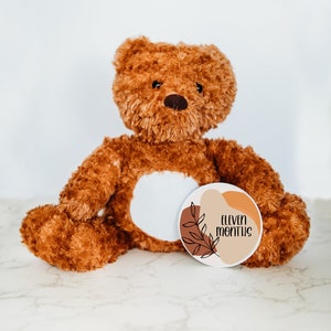 Cartes interchangeables jalon mensuel pour bébé, cadeau nouveau-né, faire-part de nom personnalisé jalon mensuel pour bébé, ours en peluche personnalisé