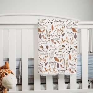 Personalized Baby Blanket: Fall Leaf Minky Blanket, Custom Name