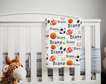 Personalized baby blanket, baby name blanket, custom blanket, sports theme baby blanket, newborn blanket, baby shower gift, hospital blanket