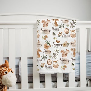Personalized baby blanket, baby name blanket, custom blanket, Woodland baby blanket, newborn blanket, baby shower gift, hospital blanket
