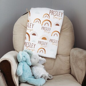 Personalized baby blanket, baby name blanket, custom blanket, Rainbow cow baby blanket, newborn blanket, baby shower gift, hospital blanket