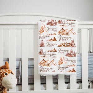 Personalized baby blanket, baby name blanket, custom blanket, mountain baby blanket, newborn blanket, baby shower gift, hospital blanket
