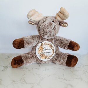 Cartes interchangeables personnalisées Jalon mensuel pour bébé, Jalon bébé, Faire-part de bébé personnalisé, Peluche personnalisée pour bébé élan