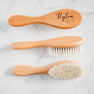 Baby Personalized Hair Brush, Floral baby hair brush, Baby Accessories, Custom Engraved Baby Brush, Baby Shower Gift, Wooden Baby Brush