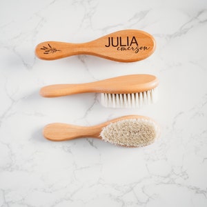 Baby Personalized Hair Brush, Floral baby hair brush, Baby Accessories, Custom Engraved Baby Brush, Baby Shower Gift, Wooden Baby Brush